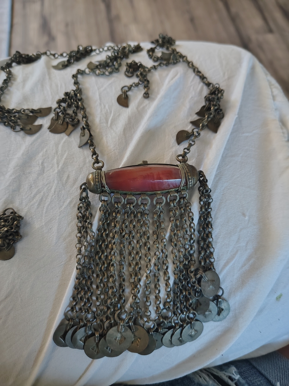 Bohemian Yemen Carnelian Pendant Mid Century Necklace -Tribal/ See Pics And Info